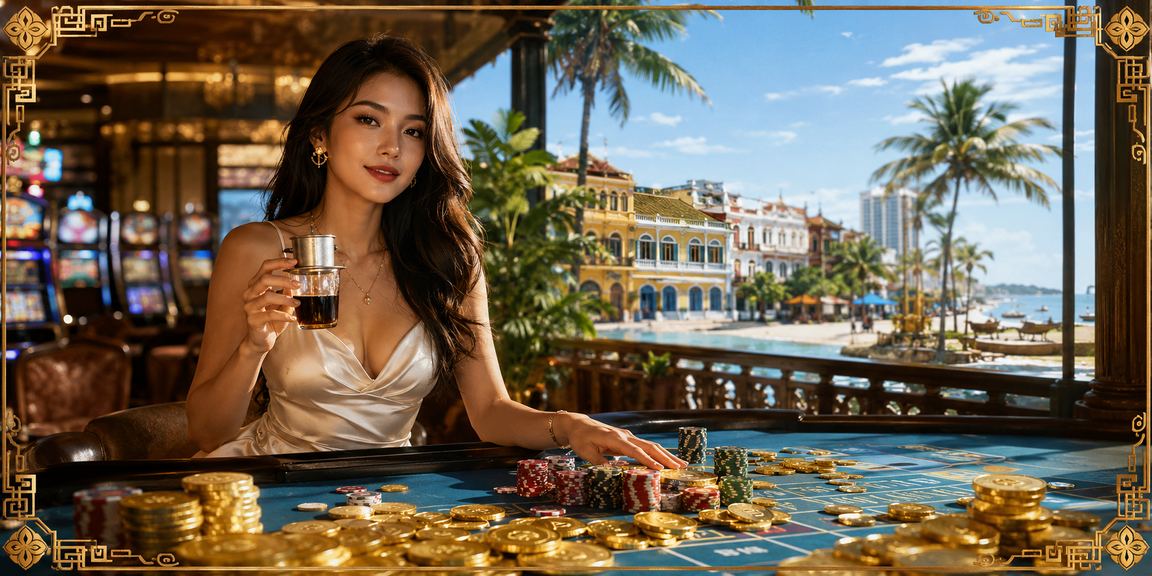 Người dùng Hồ Chí Minh chơi slot game trực tuyến trong quán cà phê thoải mái